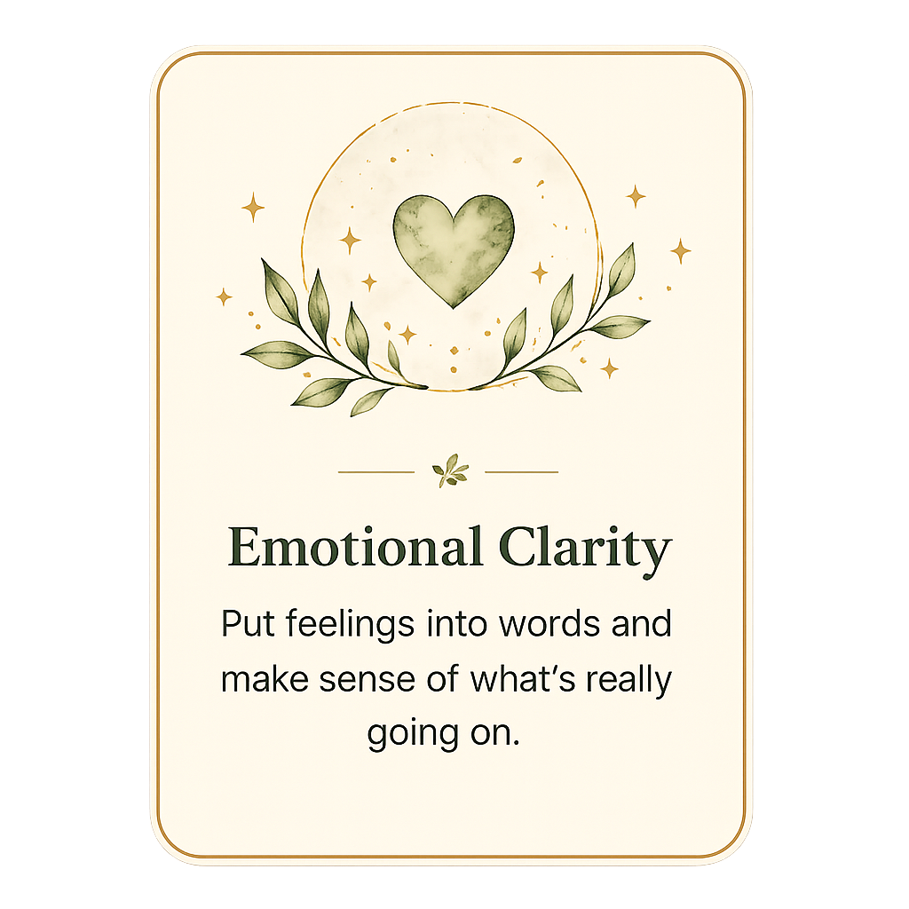 Emotional Clarity — put feelings into words and make sense of what’s really going on.