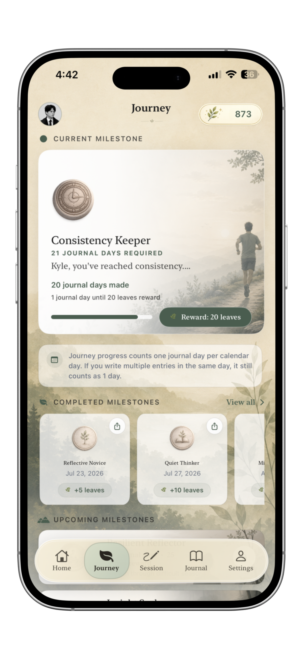 Journey — Mindleaf app screen