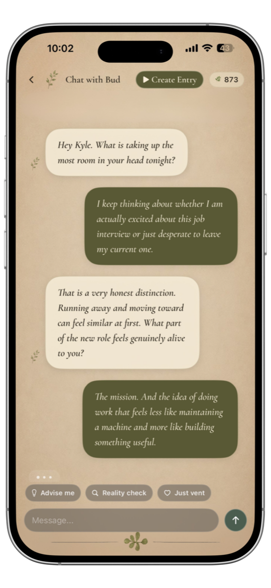 Chat with Bud in Mindleaf